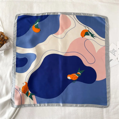 Cat Print Satin Headscarf