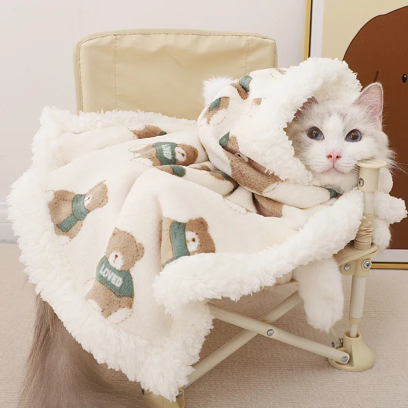 Warm Pet Blanket With Hat