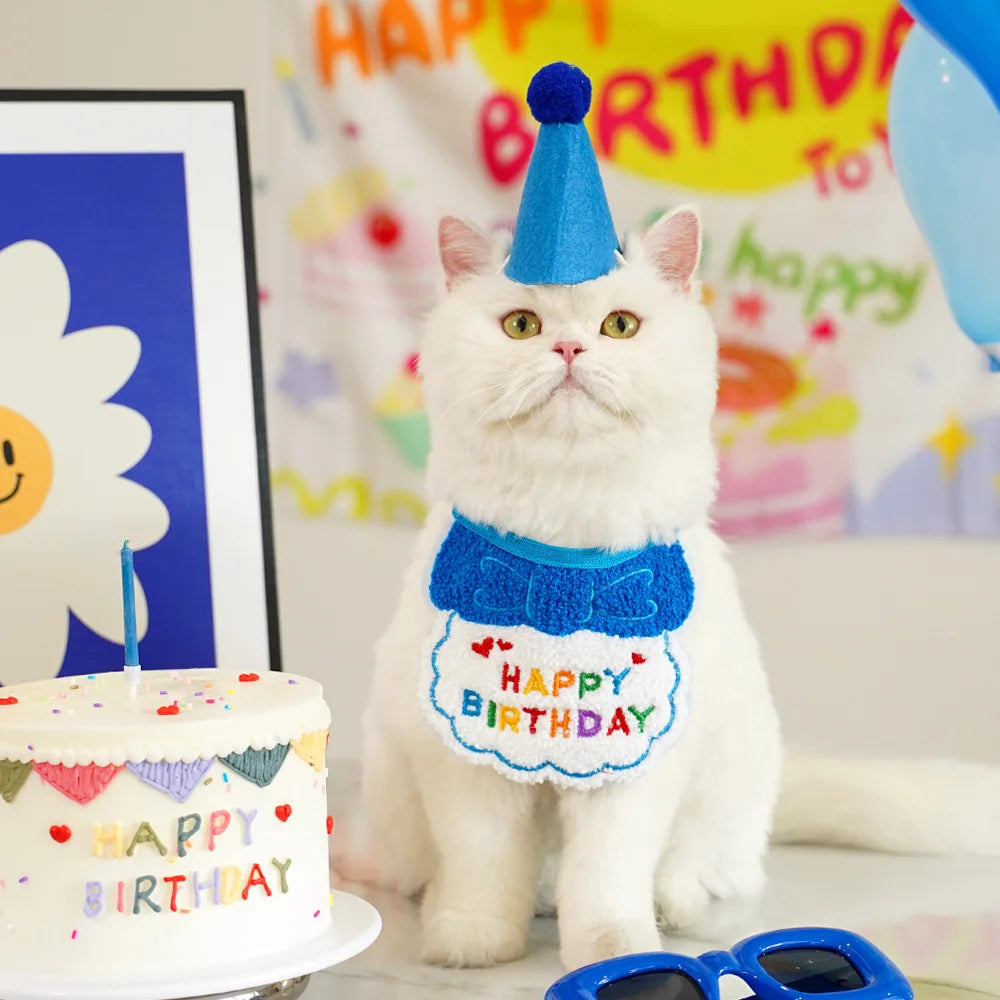 Birthday Hat and Collar Set for Cats