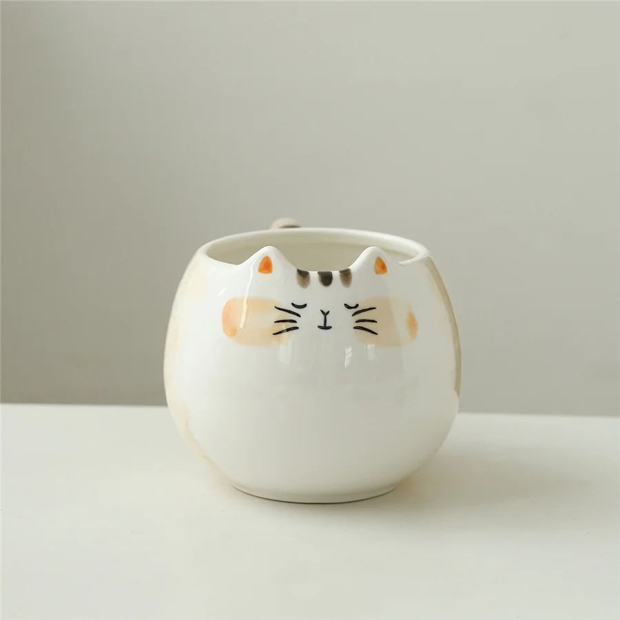 Striped Cat Ceramic Coffee Cup