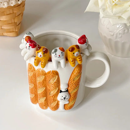 5Pcs Kitty Spoons &Mug Set