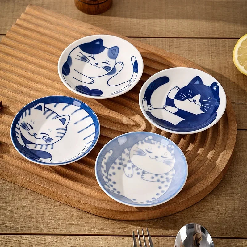 4pcs Japanese Style Ceramic Sauce Dishes