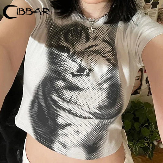 Kitty Print Women's Crewneck T-Shirt