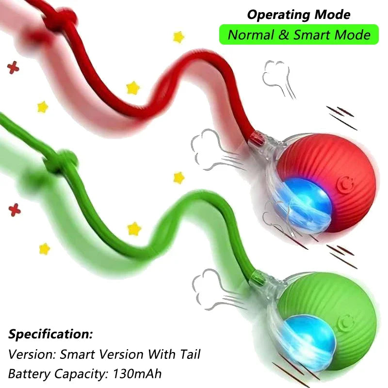 Automatic Rolling Ball with Tail for Cats