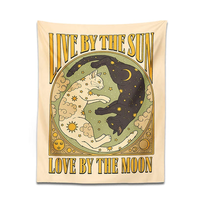 Tarot Style Whimsical Cat Tapestry