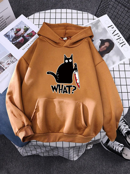 "What ? "Black Cat Knife Hoodie