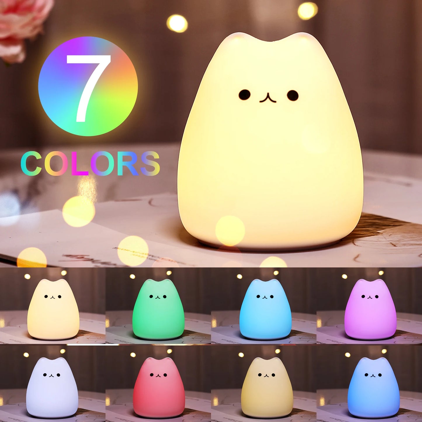 Kawaii Color Changing Cat Lamp