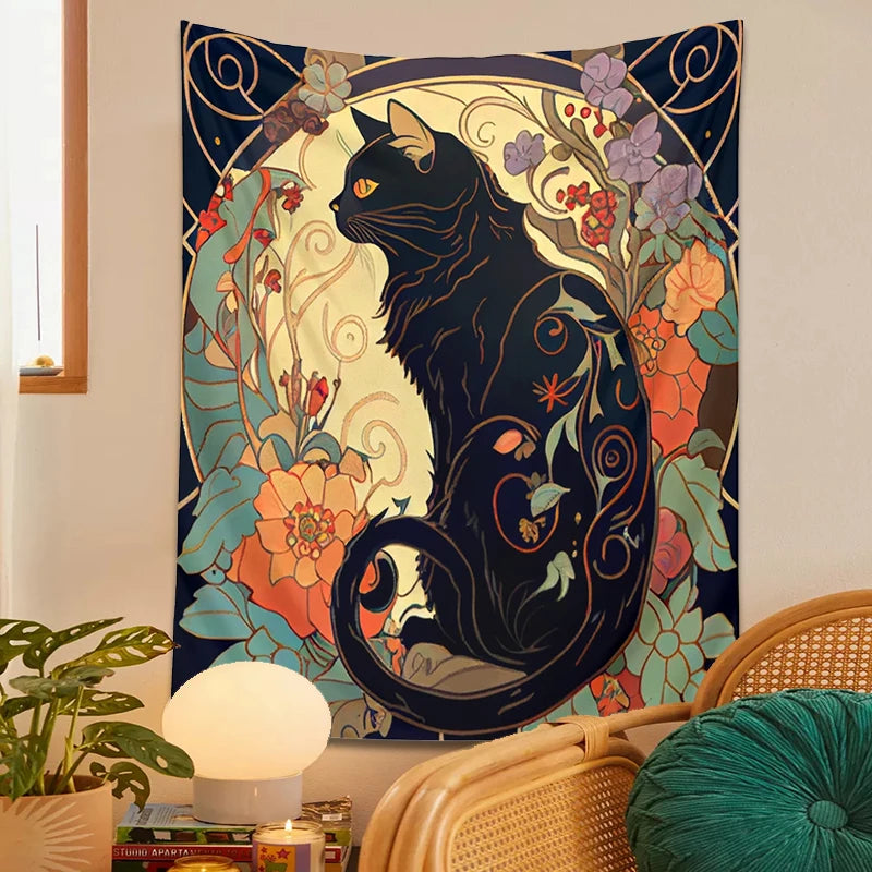 Art Nouveau Ornamental Cat Tapestry