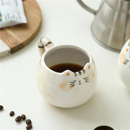 Striped Cat Ceramic Coffee Cup