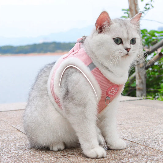 Rabbit Fur Cat Harness and Leash