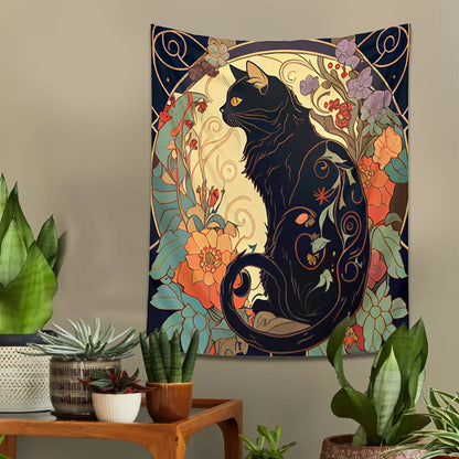 Art Nouveau Ornamental Cat Tapestry