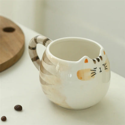 Striped Cat Ceramic Coffee Cup