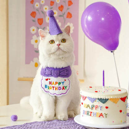 Birthday Hat and Collar Set for Cats