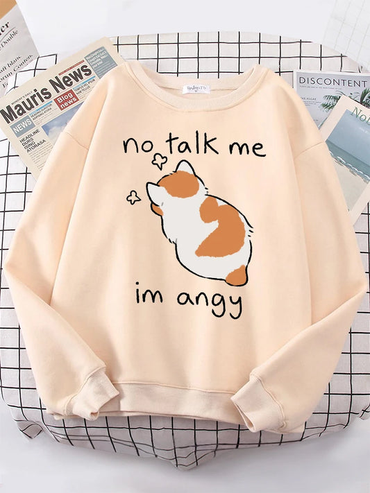 "No Talk Me Im Angy "Cute Cat Sweatshirt