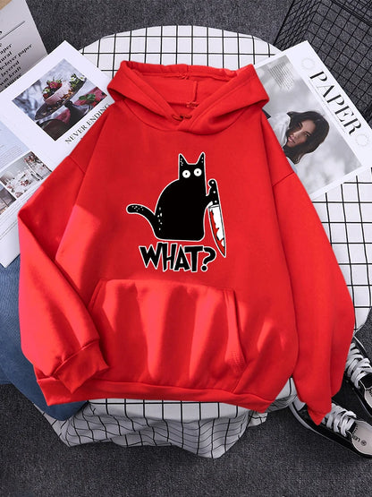 "What ? "Black Cat Knife Hoodie