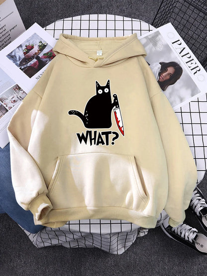 "What ? "Black Cat Knife Hoodie