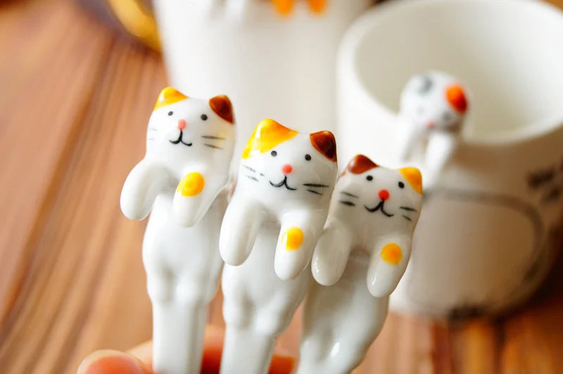 5Pcs Kitty Spoons &Mug Set