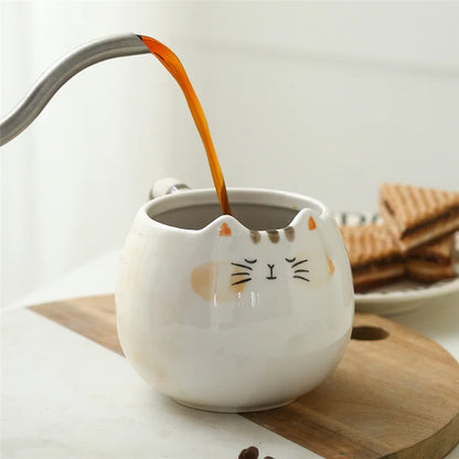 Striped Cat Ceramic Coffee Cup