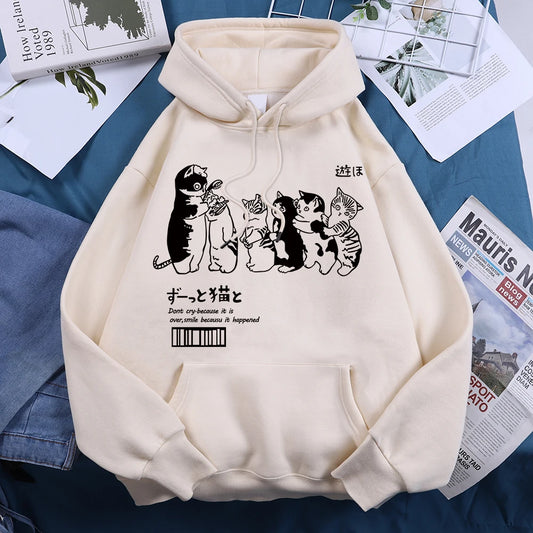 Japanese Cats Printed Sweatshirt