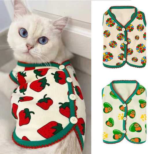 Strawberry Print Cat Vest