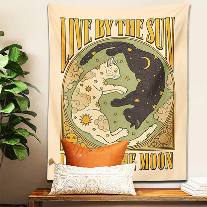 Tarot Style Whimsical Cat Tapestry