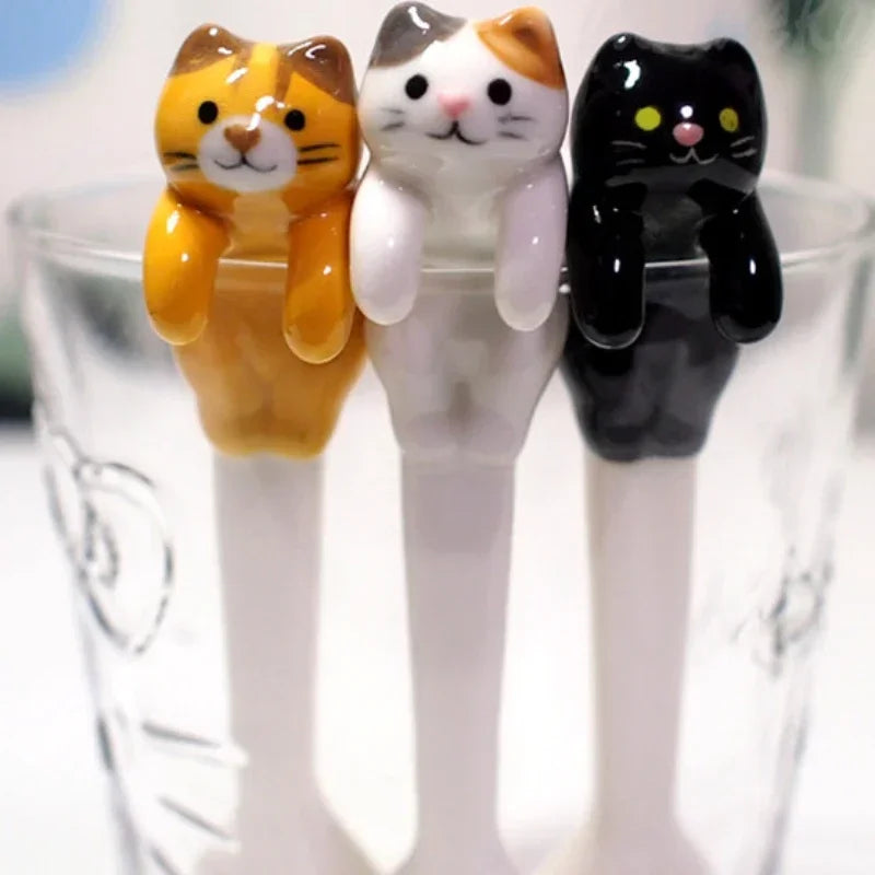 5Pcs Kitty Spoons &Mug Set