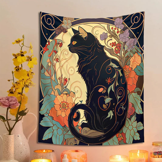 Art Nouveau Ornamental Cat Tapestry