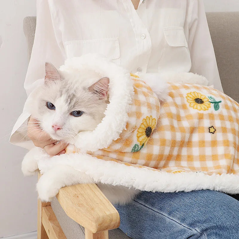 Warm Pet Blanket With Hat