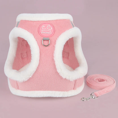 Rabbit Fur Cat Harness and Leash