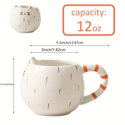 White Cat Ceramic Coffee Cup