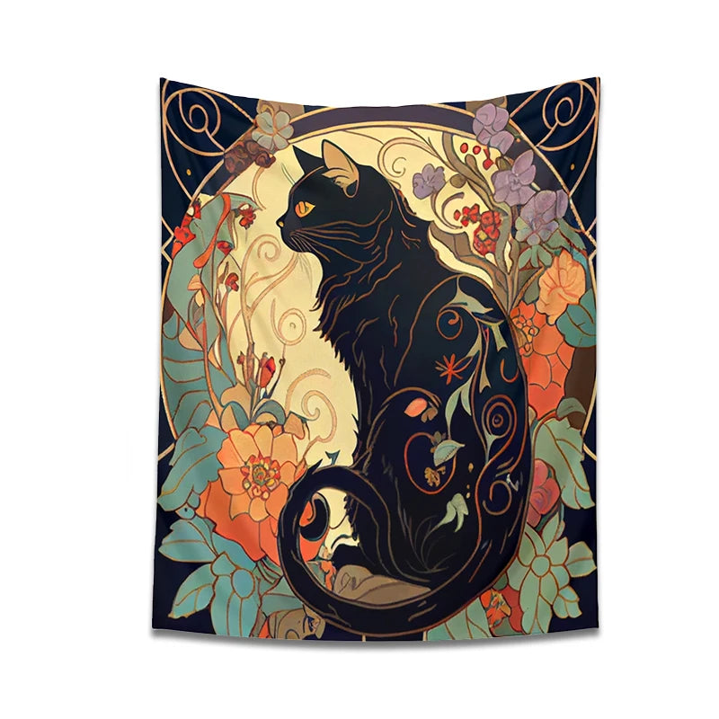 Art Nouveau Ornamental Cat Tapestry