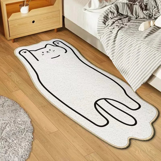 Non-slip Chubby White Cat Floor Mat