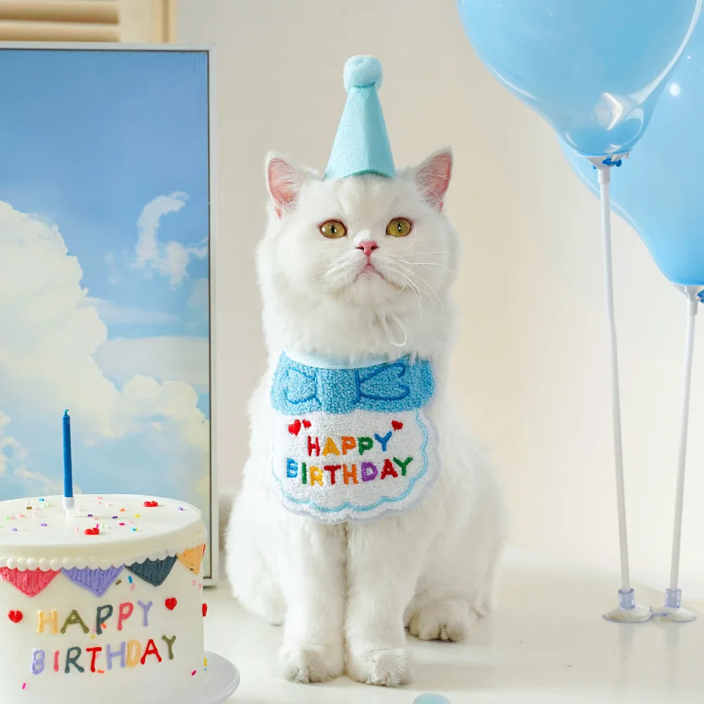 Birthday Hat and Collar Set for Cats